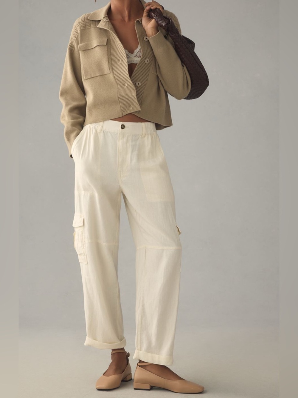 Pilcro Slim Beach Cargo Pants in Cloud White - Size XSP